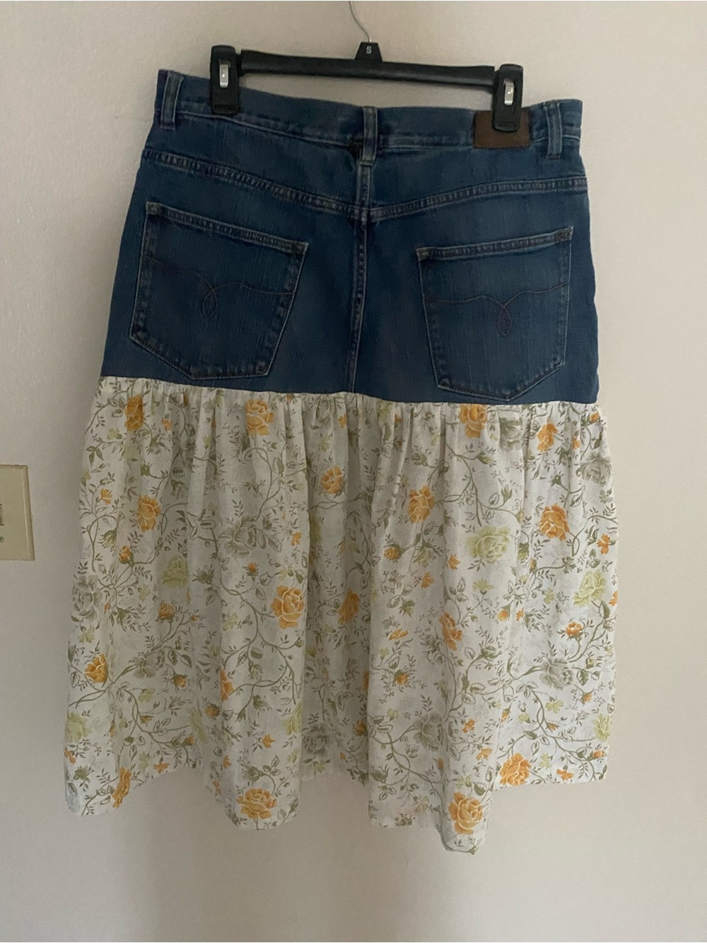 Wild Fable denim and floral cotton Upcycled look skirt pleats a line 12 - Picture 7 of 8